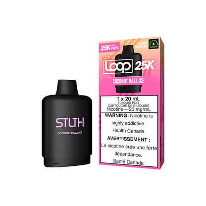 STLTH Loop 25K, Route Ice flavour disposable vape, rechargeable design with 25,000 puffs, includes FREE STLTH Loop 2 Battery, bold flavour vaping device ideal for Ontario and Quebec vapers.