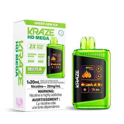 KRAZE HD Mega disposable vape, Triple Berry Ice flavour, 800mAh rechargeable battery with adjustable airflow, designed for Ontario and Quebec vapers.
