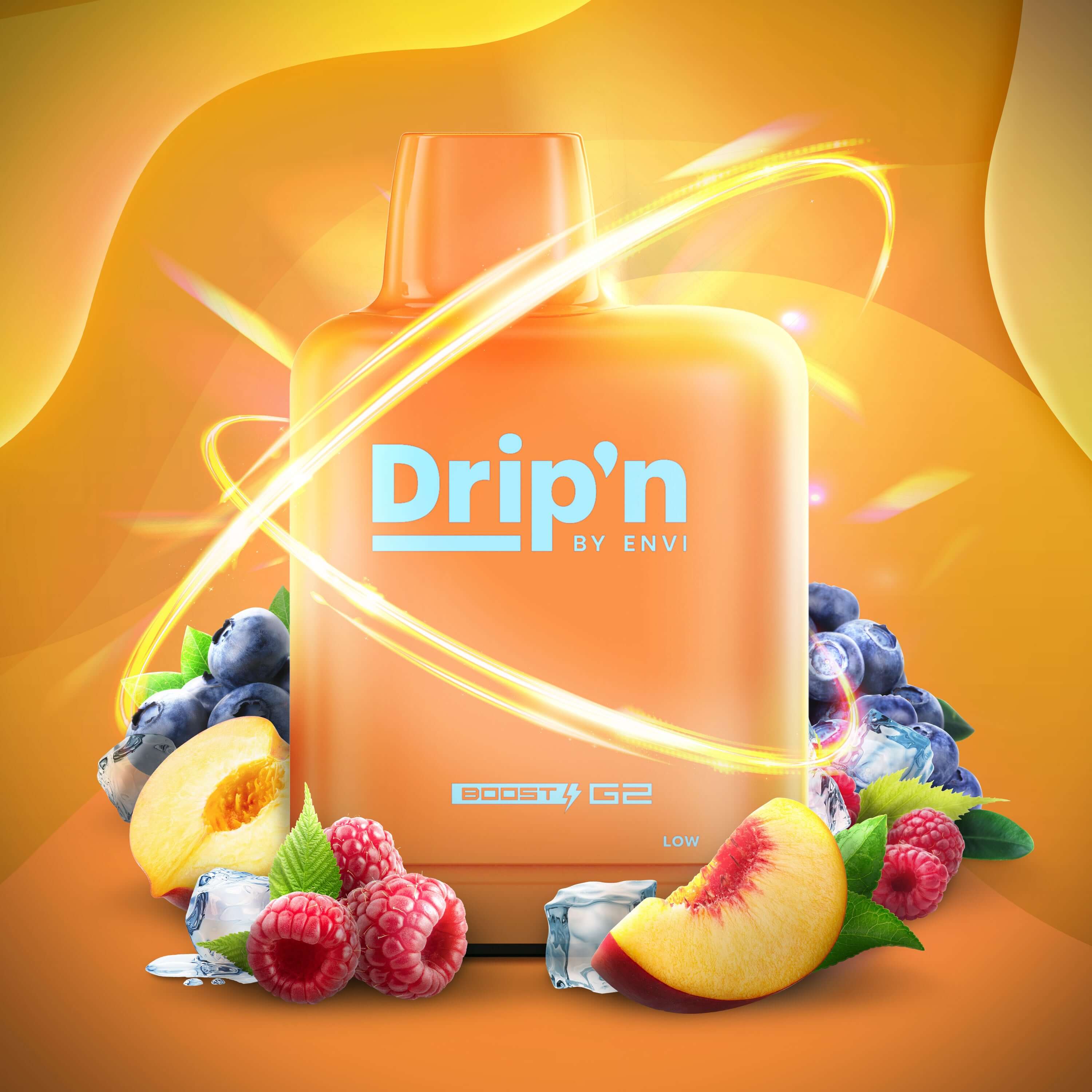 DRIP'N Level X Boost 25K vaping pod, Green Apple flavour, smooth and refreshing, ideal for vapers in Ontario and Quebec.