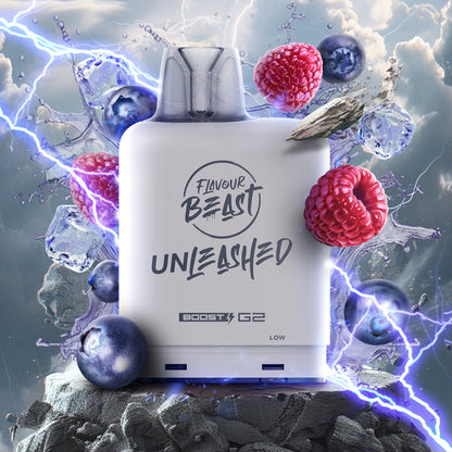 Flavour Beast Level X Unleashed Boost G2 Pod, Epic Peppermint Ice flavour, advanced Boost mode with 2X boosted flavour and powerful 23W performance, 25,000 puffs, designed for Ontario and Quebec vapers.