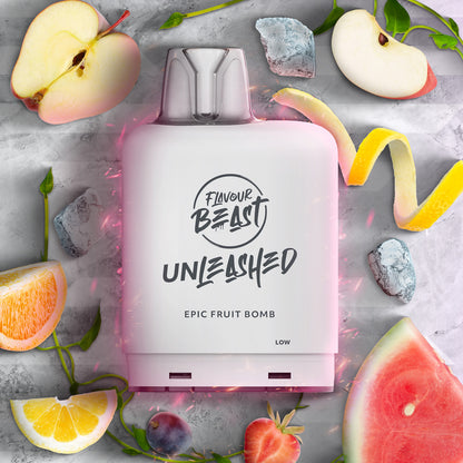 Flavour Beast Level X Unleashed Boost G2 Pod 25K, Epic Berry Swirl Ice flavour pod with advanced Boost Mode delivering up to 23 watts, 2X boosted flavour, designed for intense vaping experience in Ontario and Quebec.