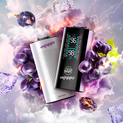 Flavour Beast Unleashed DCP 20K, Epic Cantaloupe Watermelon flavour, dynamic dual-coil vaping with adjustable wattage, ideal for Ontario and Quebec vape enthusiasts.