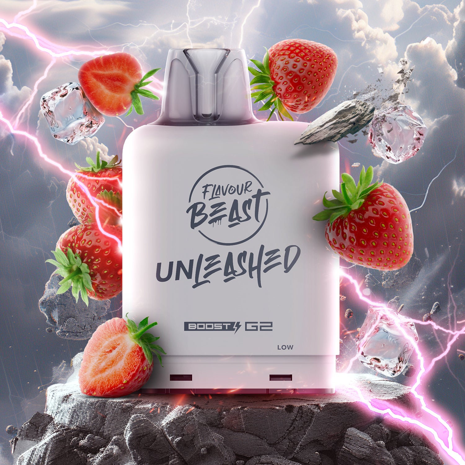 Flavour Beast Level X Unleashed Boost G2 Pod 25K, Epic Grape Ice flavour pod with Boost Mode for double intense vaping flavour, 25,000 puffs, premium pod performance, designed for Ontario and Quebec vapers.
