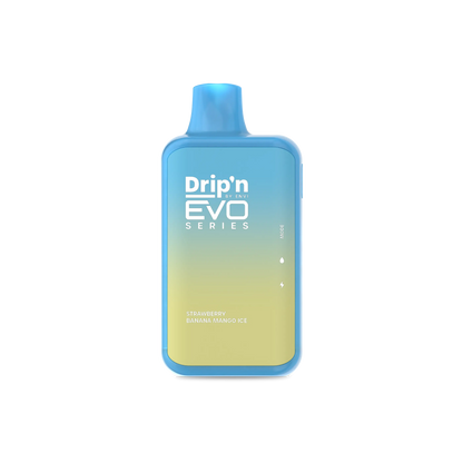 DRIP'N Evo 28K, Strawberry Kiwi Banana Ice flavour, adjustable nicotine options, refreshing balanced fruity vape experience for Ontario and Quebec customers.