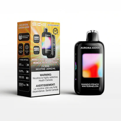 SKE AURORA 45K, Peach Berry flavour with rich juicy peach and mixed berries, smooth and flavorful vapor, designed for vapers in Ontario and Quebec.
