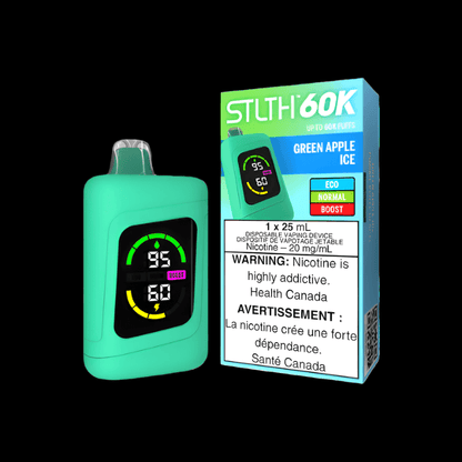 STLTH 60K Green Apple Ice - flavor-packed disposable vape available in Hawkesbury, Ottawa, and across Ontario.