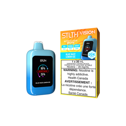 STLTH Vision 20K, Blue Razz Lemon Ice flavour, high-capacity disposable vape device with smooth and refreshing vape notes, perfect for Ontario and Quebec vapers.