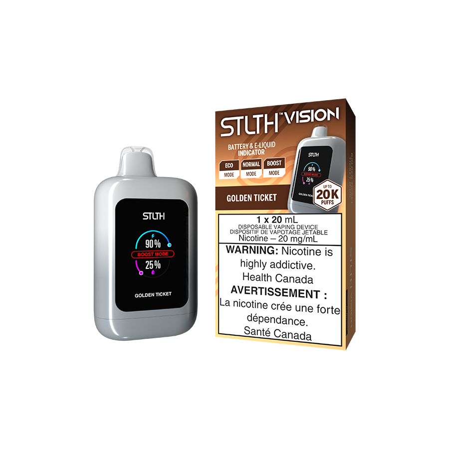 STLTH Vision 20K, Green Apple Ice flavour, smooth nicotine delivery, refreshing and crisp vaping experience, designed for Ontario and Quebec customers.