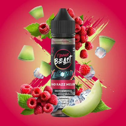 Flavour Beast E-Liquid - Salt Iced 60mL, Ragin' Razz Mango flavour, 20 mg/mL nicotine strength, bold and smooth intense hit, designed for Ontario and Quebec vape enthusiasts.