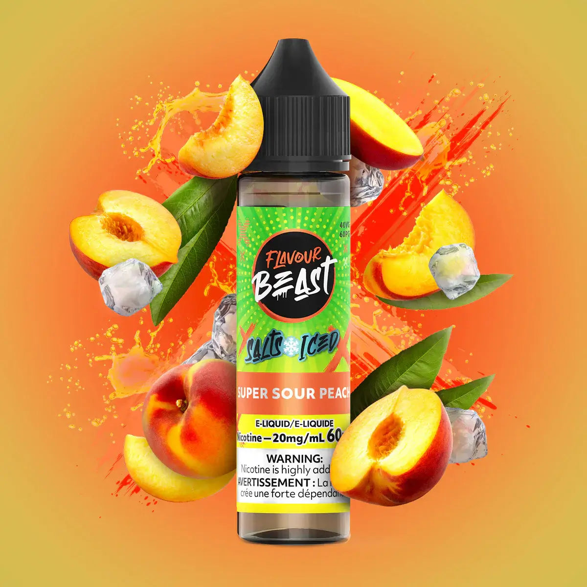 Flavour Beast E-Liquid Salt Iced 60mL, STR8 Up Strawberry Banana flavour with 20 mg/mL nicotine strength, smooth bold vape with icy freshness, ideal for vapers in Ontario and Quebec.