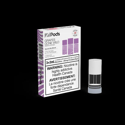 Z Pods, Juicy Fruit flavour, balanced nicotine blend pre-filled pod, smooth and impactful vaping experience, designed for Ontario and Quebec customers.