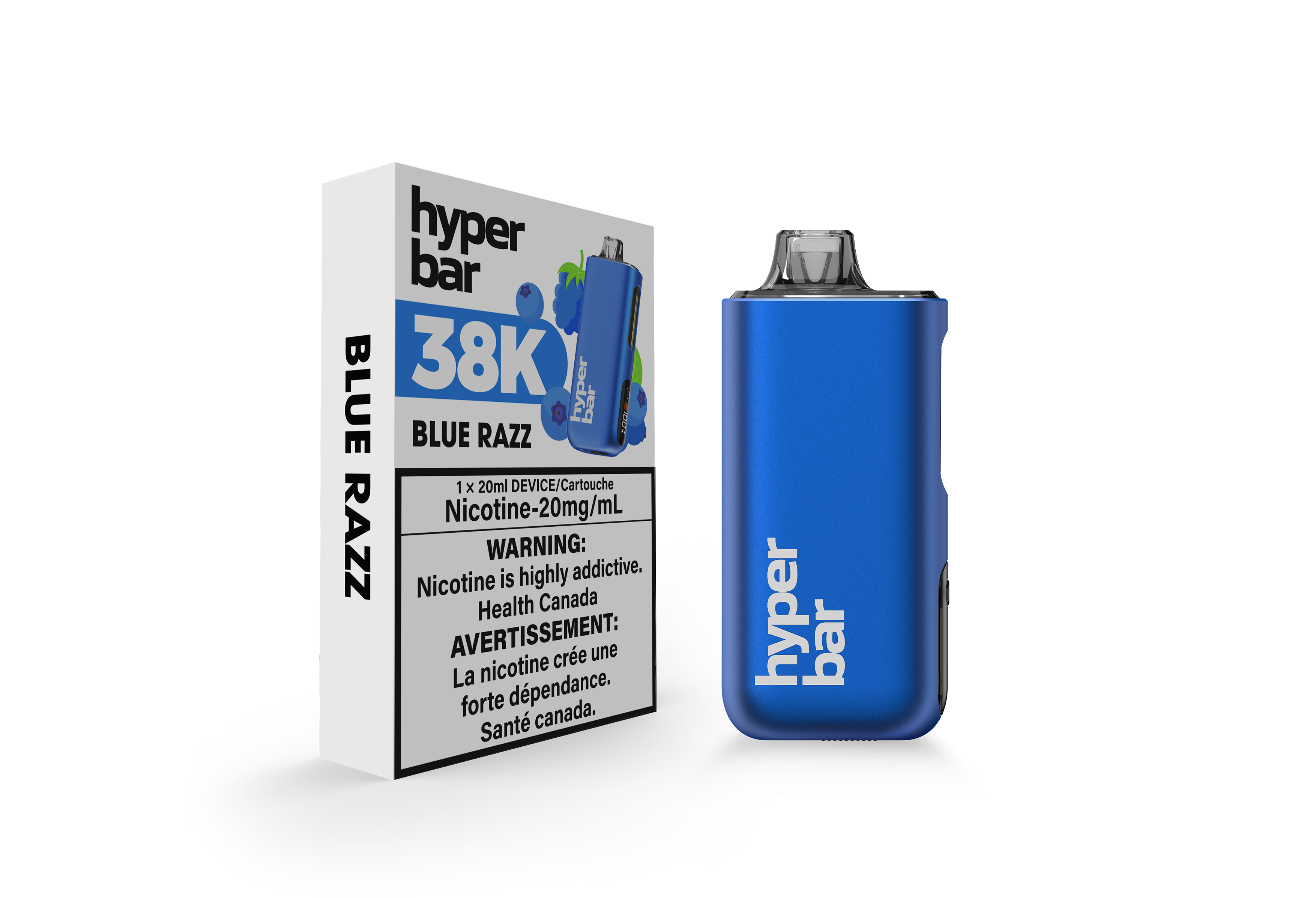 Hyperbar BE38000, Strawberry Grapefruit Ice flavour, crisp fruity vape experience with extended puff capacity and adjustable power modes, designed for Ontario and Quebec vapers.