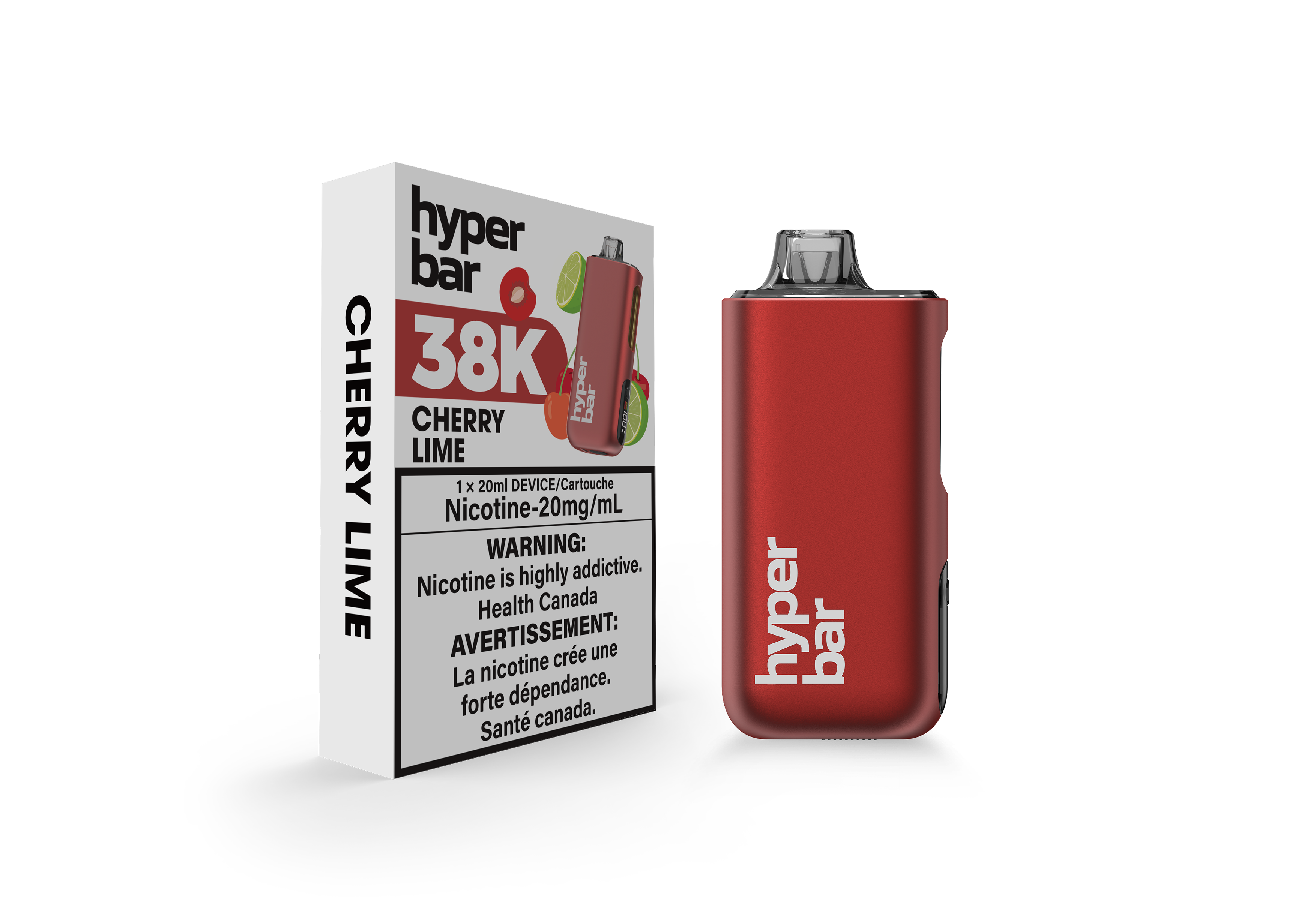 Hyperbar BE38000, Peach Watermelon Ice flavour, 38,000 puffs disposable vape with rechargeable 900mAh battery and adjustable power modes, high-performance vape ideal for Ontario and Quebec vapers.