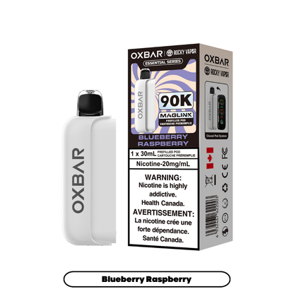 OXBAR 90K vape prerfilled pod device and packaging on a white background
