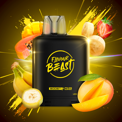 Flavour Beast Level X Boost 25K, Savage Strawberry Watermelon flavour, hybrid technology for high longevity, durable vaping experience, optimized for Ontario and Quebec vapers.