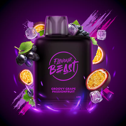 Flavour Beast Level X Boost 25K, Grapplin' Grape Sour Apple Iced flavour vape pod, 25,000 puffs capacity, 20mL pre-filled pod, designed for long-lasting vaping experience and superior taste, optimized for Ontario and Quebec vapers.