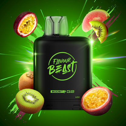 Flavour Beast Level X Boost 25K, Strawberry Cherry Watermelon flavor pod delivering up to 25,000 puffs, robust and long-lasting vape experience, designed for Ontario and Quebec vapers.