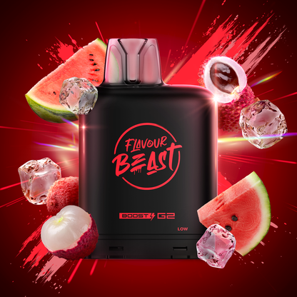 Flavour Beast Level X Boost 25K, Pineapple Coconut flavour vape pod, 20mL capacity, delivers up to 25,000 puffs, high-performance and long-lasting, designed for Ontario and Quebec vapers.