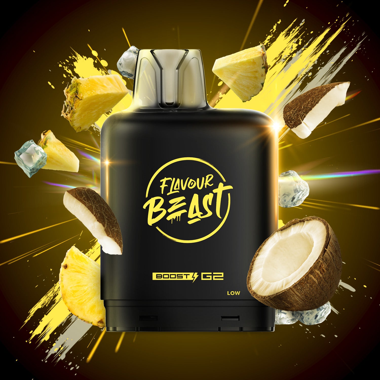 Flavour Beast Level X Boost 25K, Vanana flavour hybrid vape pod, 20mL capacity with 25,000 puffs, long-lasting rich flavor experience, optimized for Ontario and Quebec vapers.