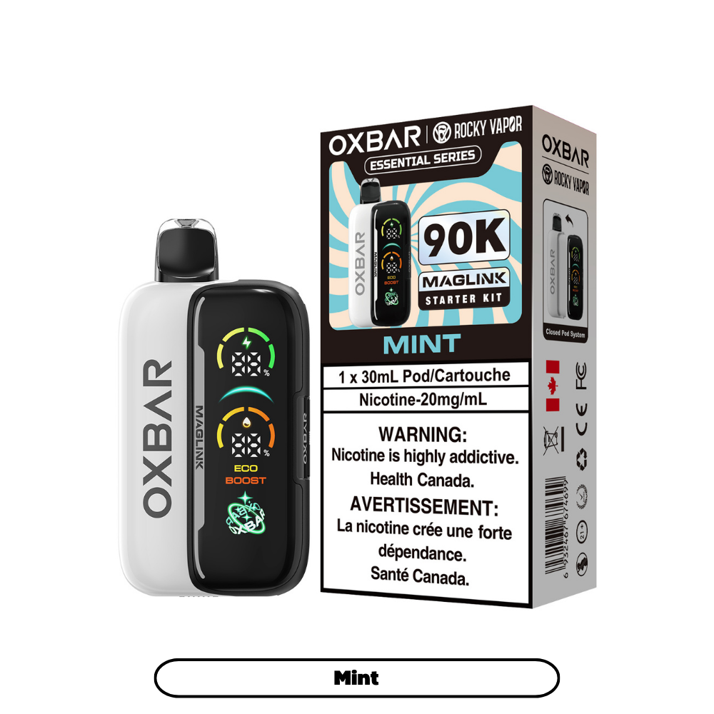 Rocky Vapor Oxbar Megalink Mint 90K on White Background