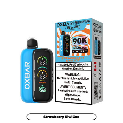 Rocky Vapor Oxbar Megalink Strawberry KiwiIce 90K on white background