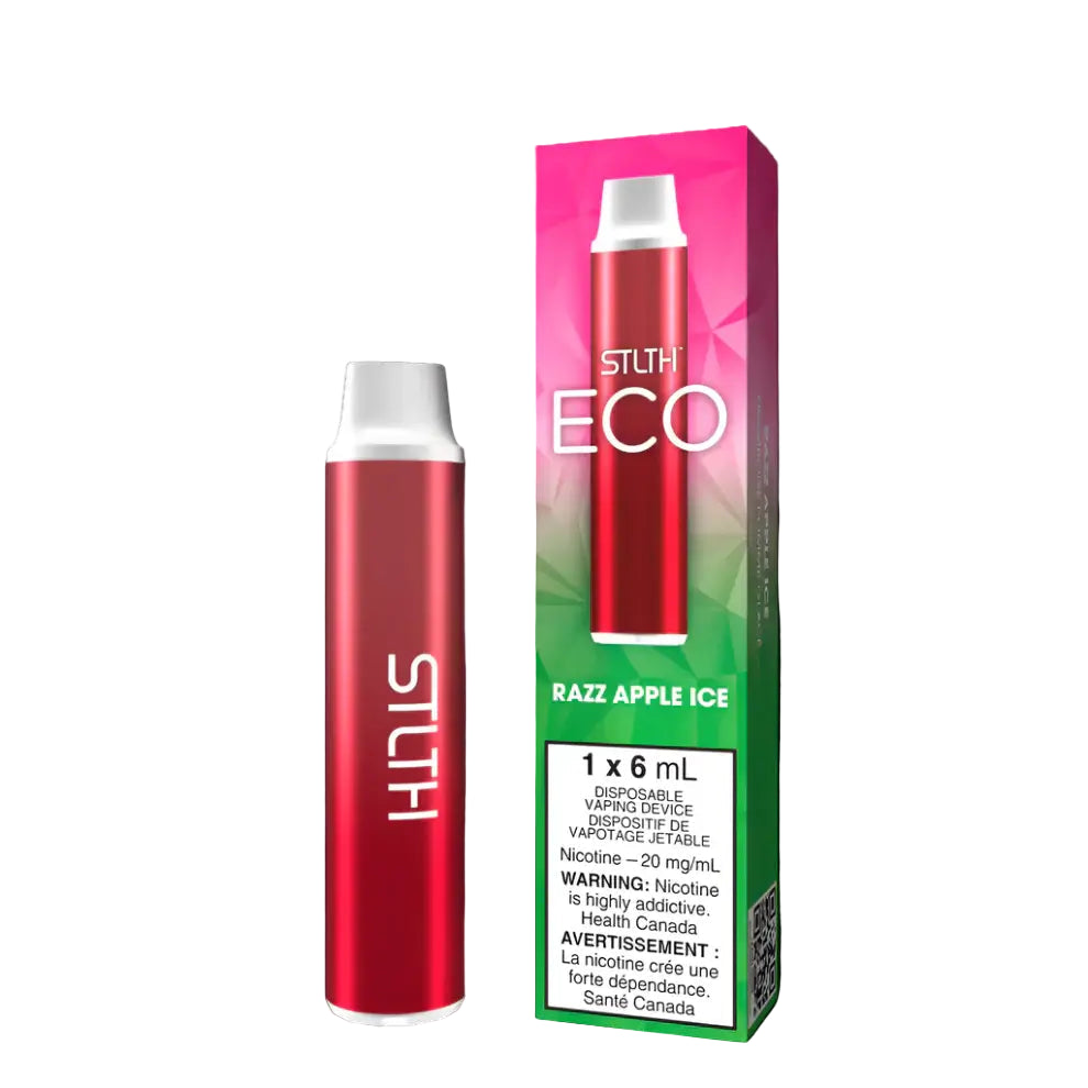STLTH ECO Disposable Vape, Peach Ice flavour, 20mg nicotine, compact disposable vape for easy on-the-go vaping, ideal for Ontario and Quebec users.