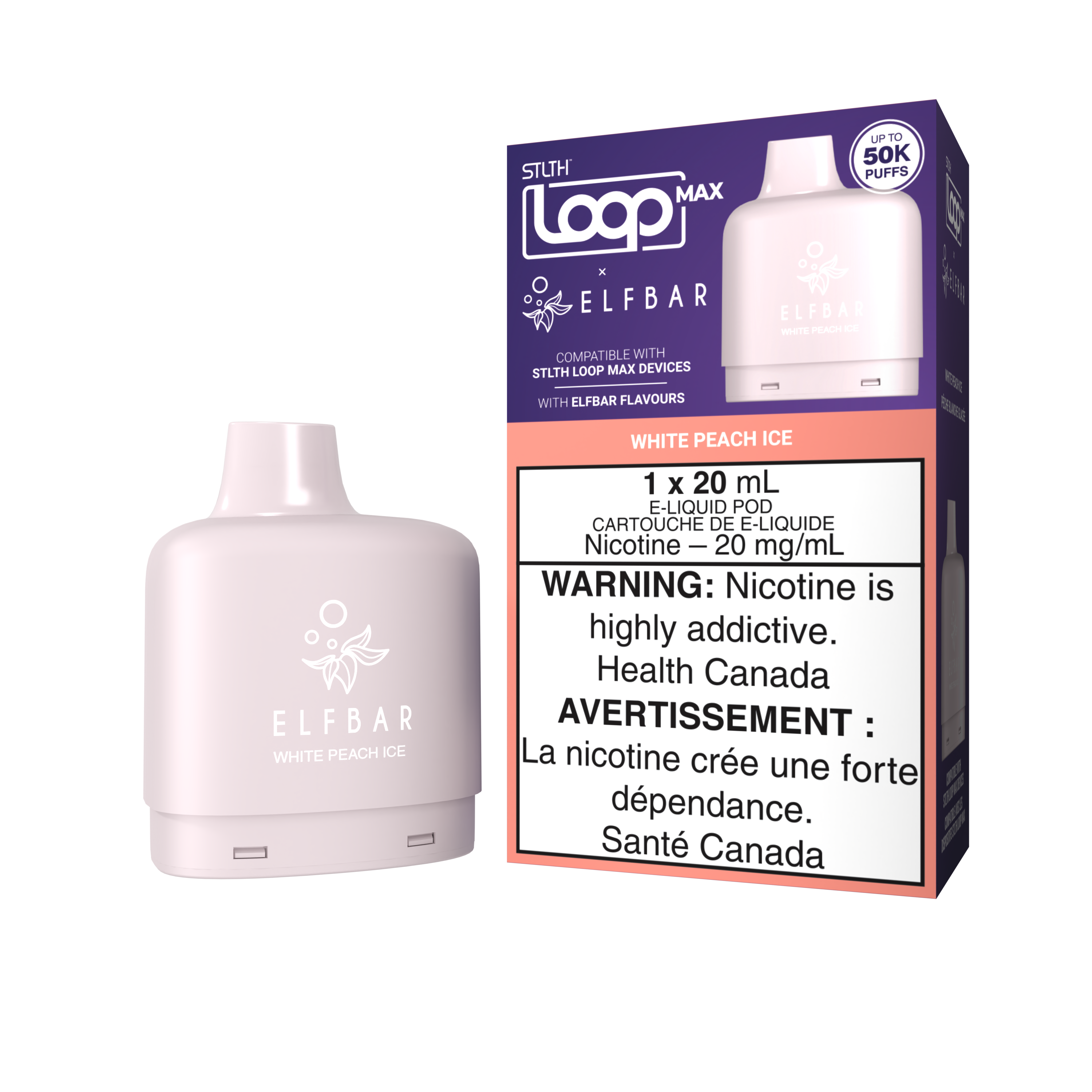 STLTH LOOP MAX ELF BAR WHITE PEACH ICE SUPA VAPES BEST ONLINE VAPE STORE IN CANADA