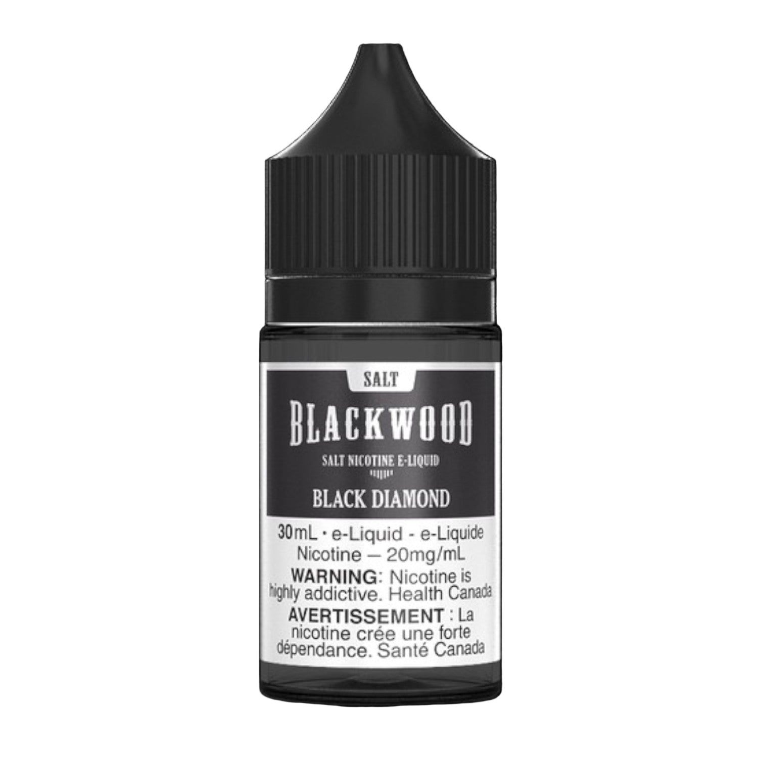 BLACKWOOD Salt Nic 30mL, Black Diamond flavour with 12 mg nicotine salt, rich smooth tobacco vaping experience, perfect for vapers in Ontario and Quebec.