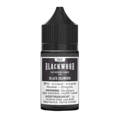 BLACKWOOD Salt Nic 30mL, Black Diamond flavour with 12 mg nicotine salt, rich smooth tobacco vaping experience, perfect for vapers in Ontario and Quebec.
