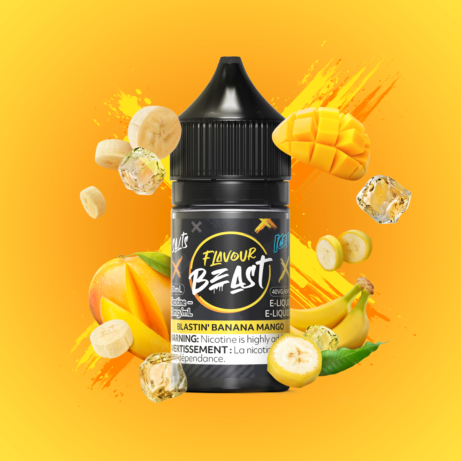 Salt Nicotine Flavour: Blasin Banana Mango Iced MG: 20mg Flavour Beast e-liquid salt (30ML) | Supa Vapes - Hawkesbury, Ottawa & Ontario Vape Shop