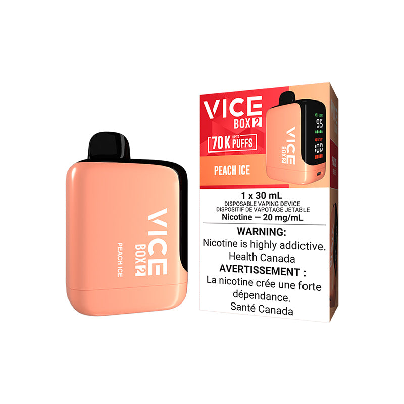 VICE Box 2, Red Classic Ice flavour, customizable nicotine levels, delivering a refreshing and bold vaping experience, ideal for Ontario and Quebec consumers.