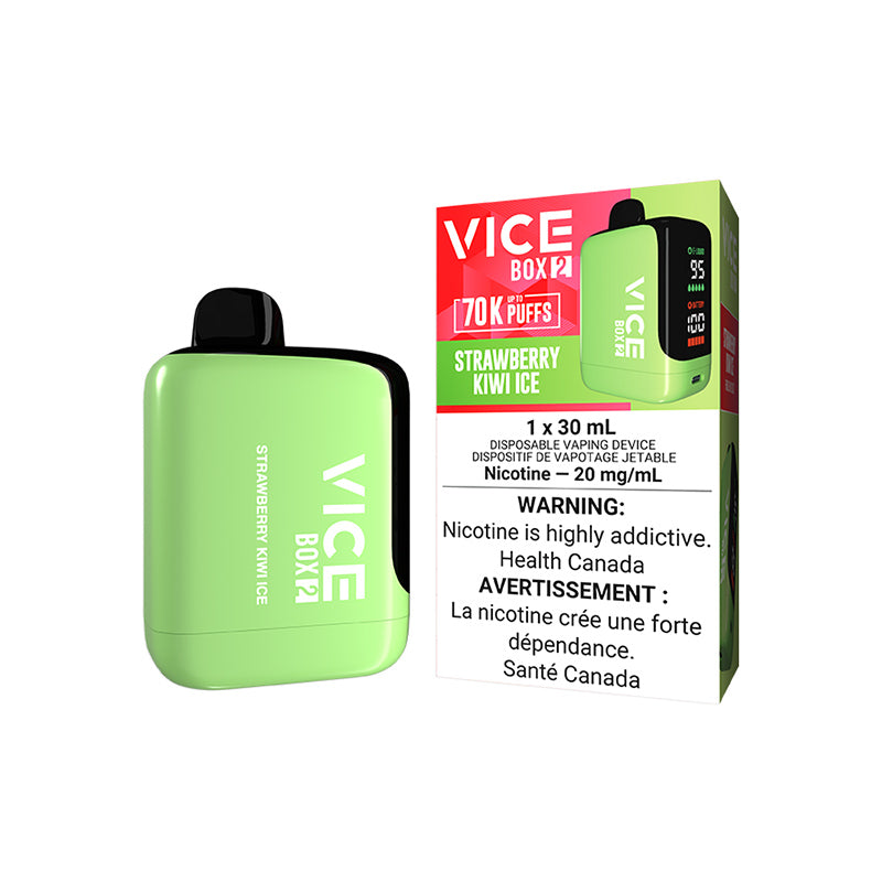 VICE Box 2 disposable vape, LUSH ICE flavour, refreshing and long-lasting, designed for vapers in Ontario and Quebec seeking superior flavour and convenience.