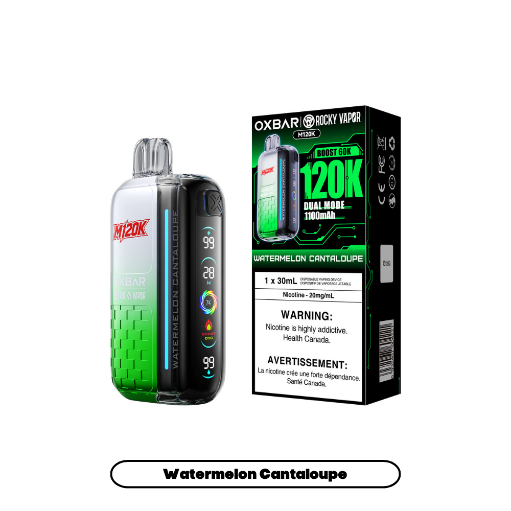 Rocky Vapor Oxbar M120K Disposable Vape in Watermelon Cantaloupe flavour | Supa Vapes Canada