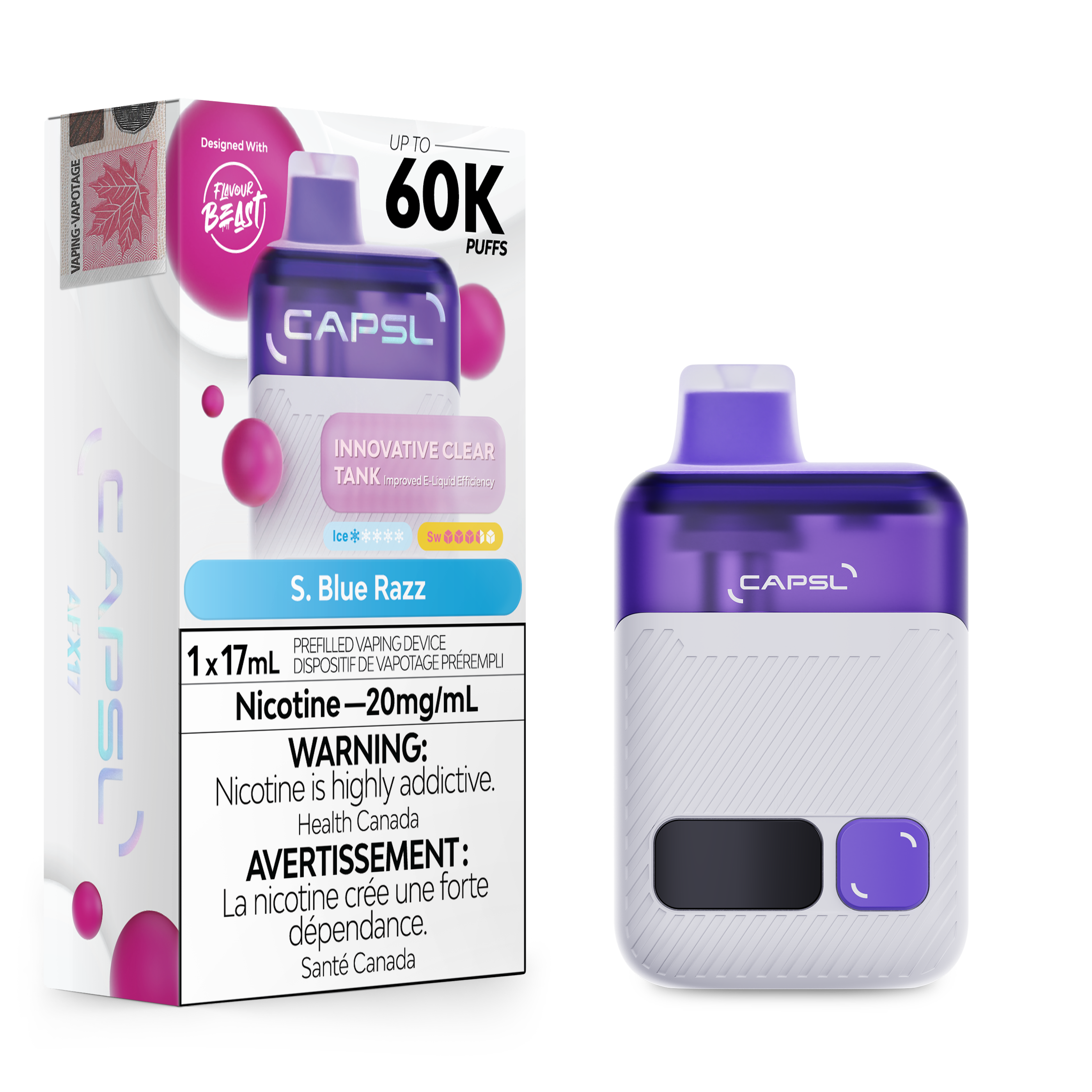 CAPSL AFX17 Disposable Vape in\- 17mL capacity e-cigarette.