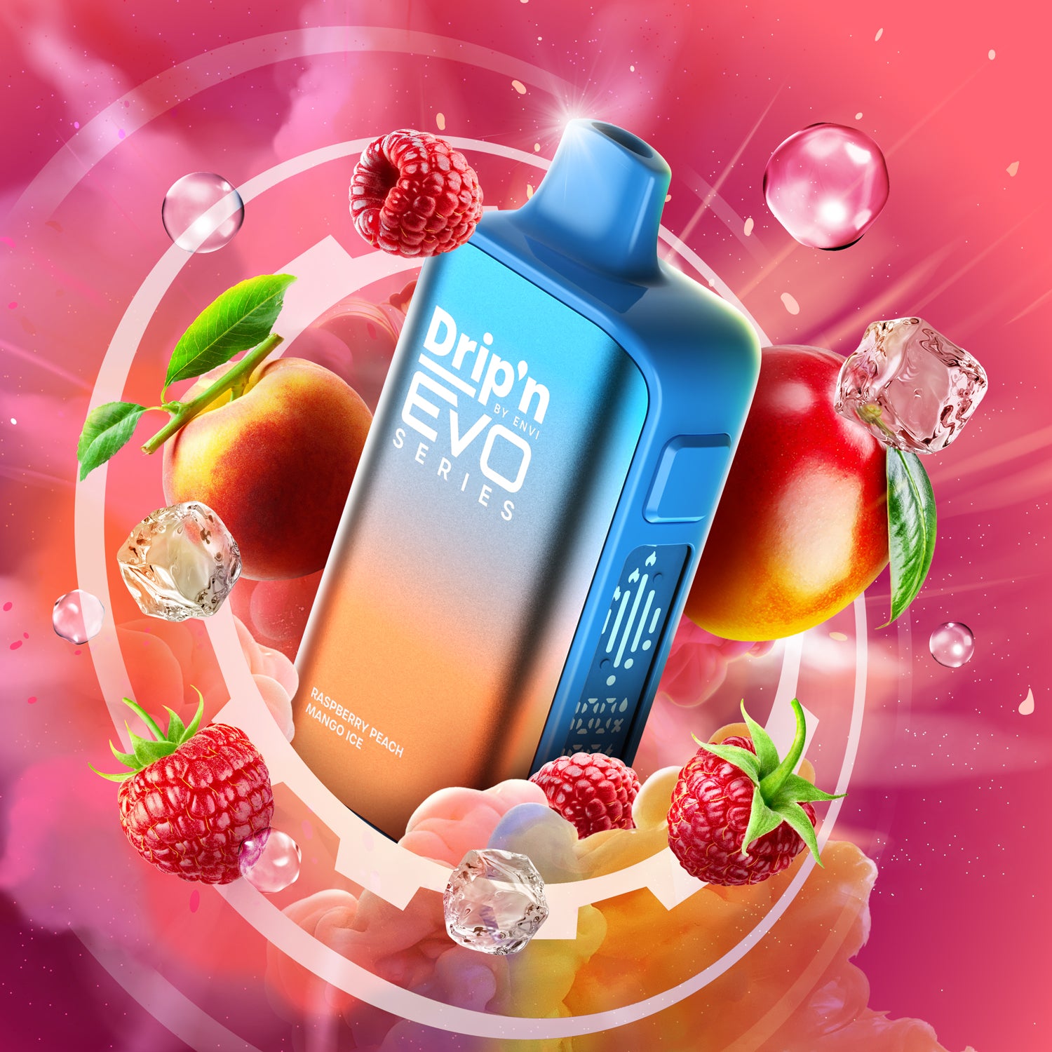 Drip'n EVO 63K Raspberry Peach Mango Ice Disposable Vape - Supa Vapes