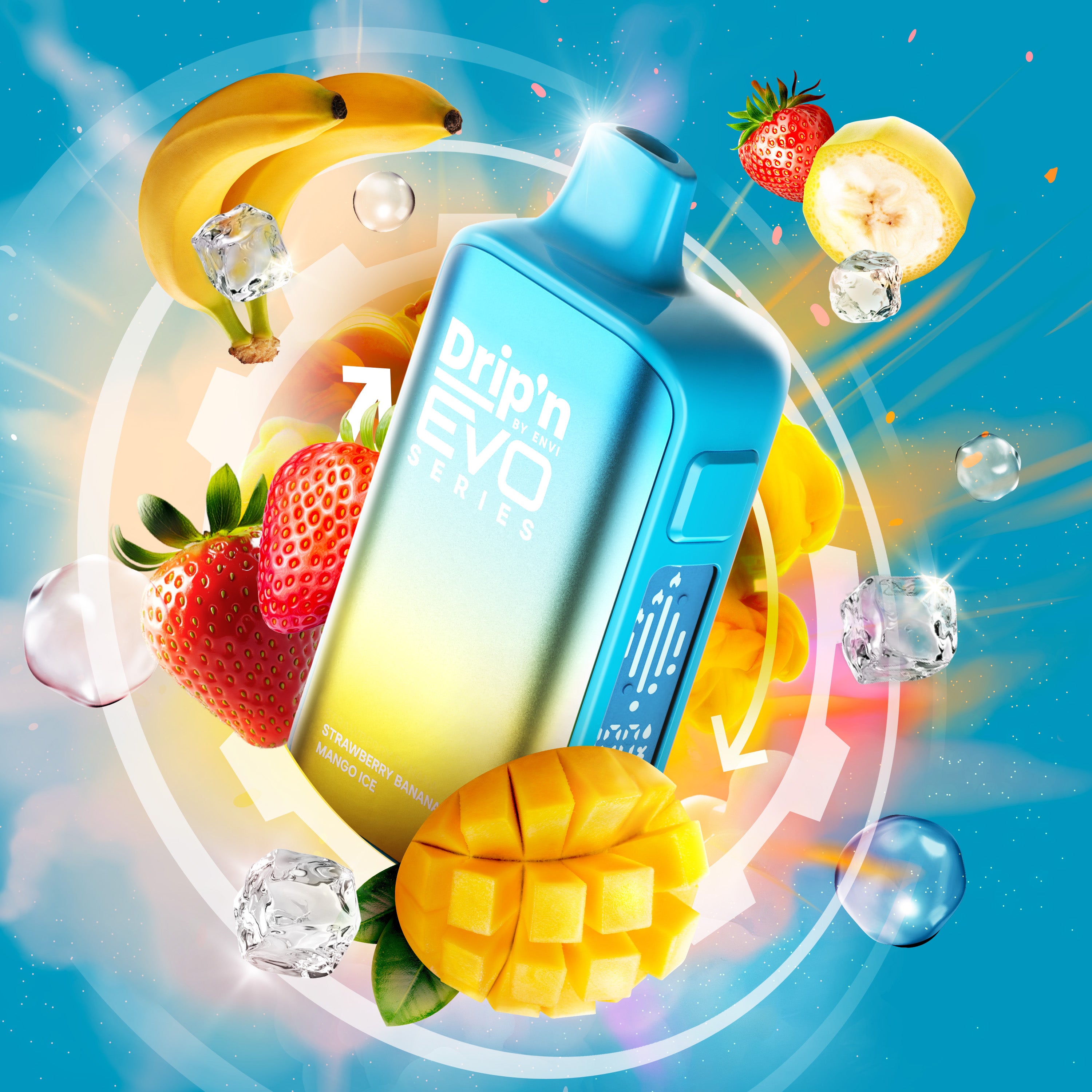 Drip'n EVO 63K Strawberry Banana Mango Ice Disposable Vape - Supa Vapes