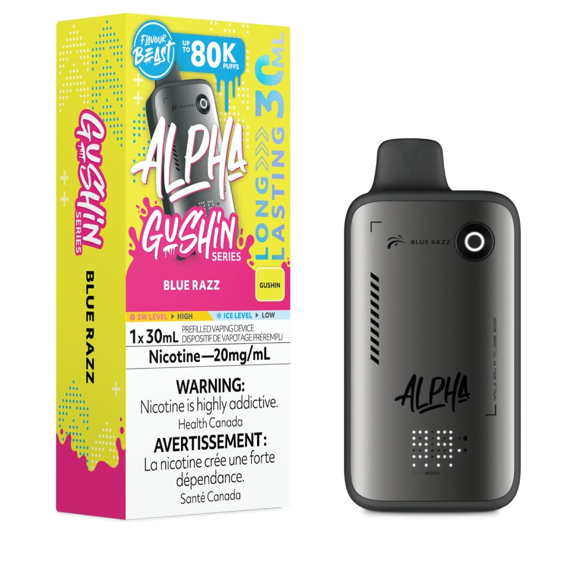Flavour Beast Alpha 80K disposable vape — Gushin Blue Razz flavour | Supa Vapes Canada