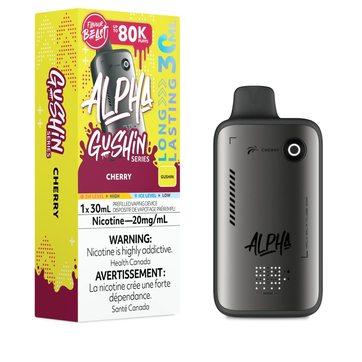 Flavour Beast Alpha 80K disposable vape — Gushin Cherry flavour | Supa Vapes Canada