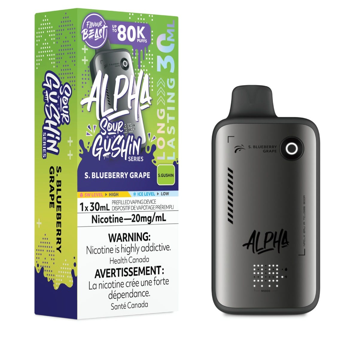 Flavour Beast Alpha 80K disposable vape — Sour Blueberry Grape flavour | Supa Vapes Canada