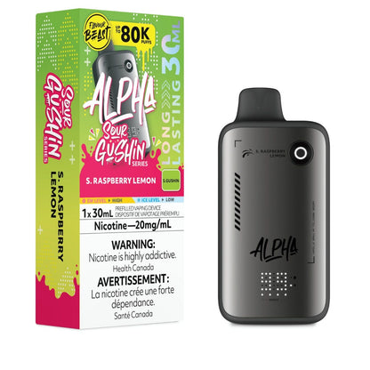 Flavour Beast Alpha 80K disposable vape — Sour Raspberry Lemon flavour | Supa Vapes Canada
