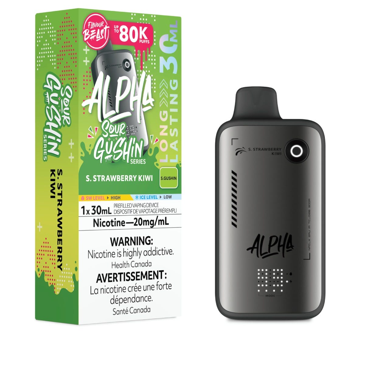 Flavour Beast Alpha 80K disposable vape — Sour Strawberry Kiwi flavour | Supa Vapes Canada