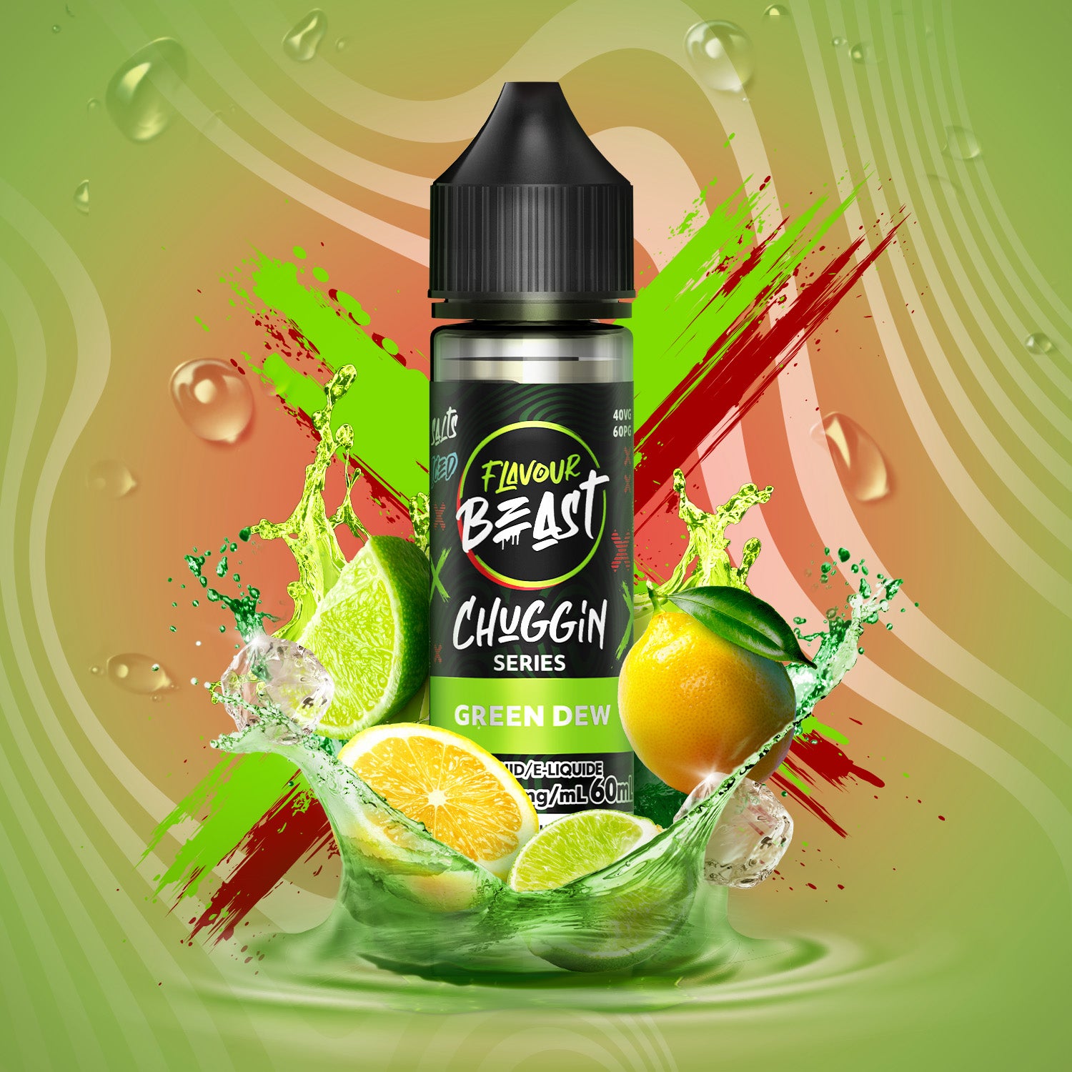 Flavour Beast Chuggin Green Dew Salt Nic E-Juice 60mL - Supa Vapes