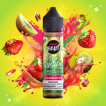 Flavour Beast Gushin Salt E-Liquid 60mL S. Strawberry Kiwi - Supa Vapes