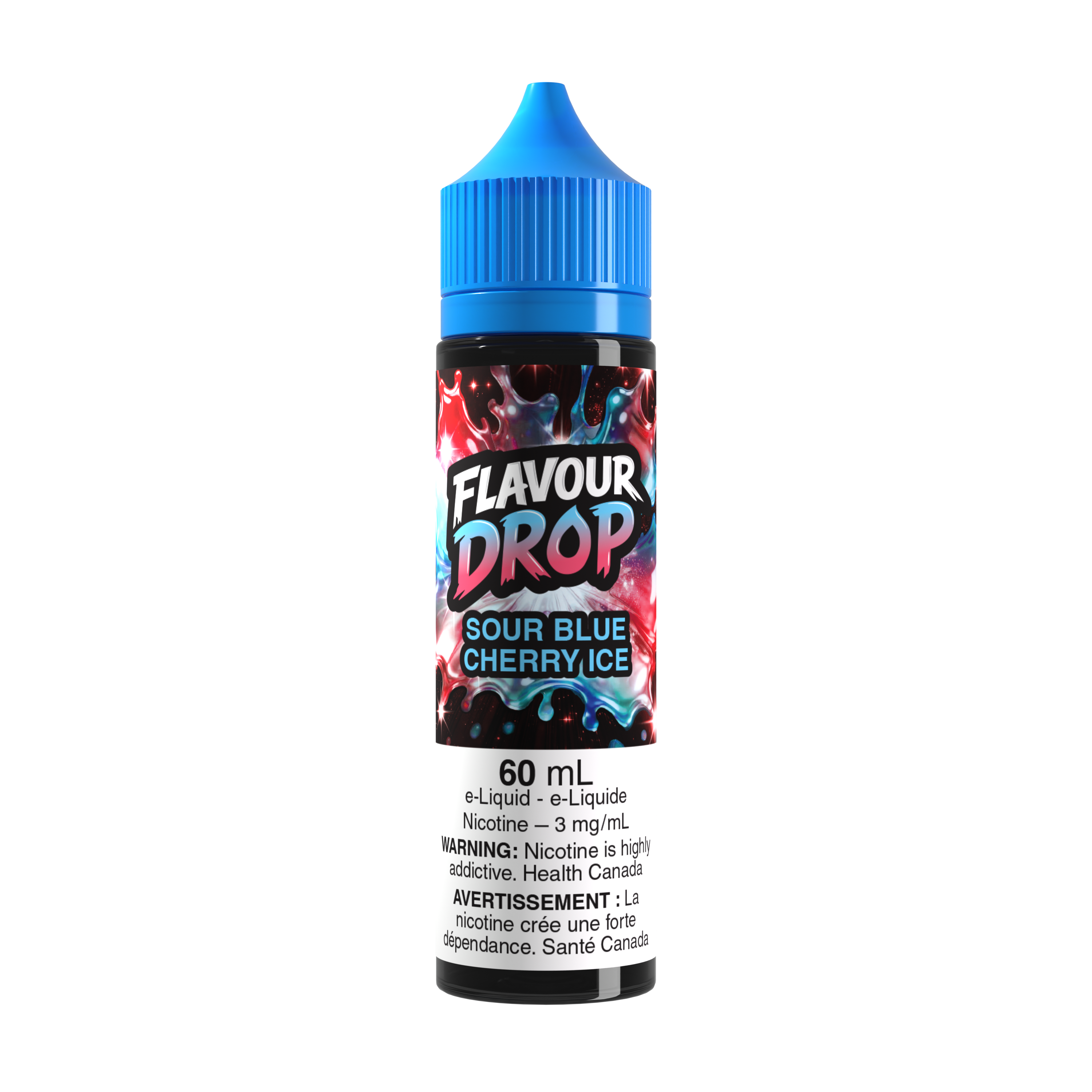 Flavour Drop Freebase Sour Blue Cherry Ice 60mL e-liquid bottle