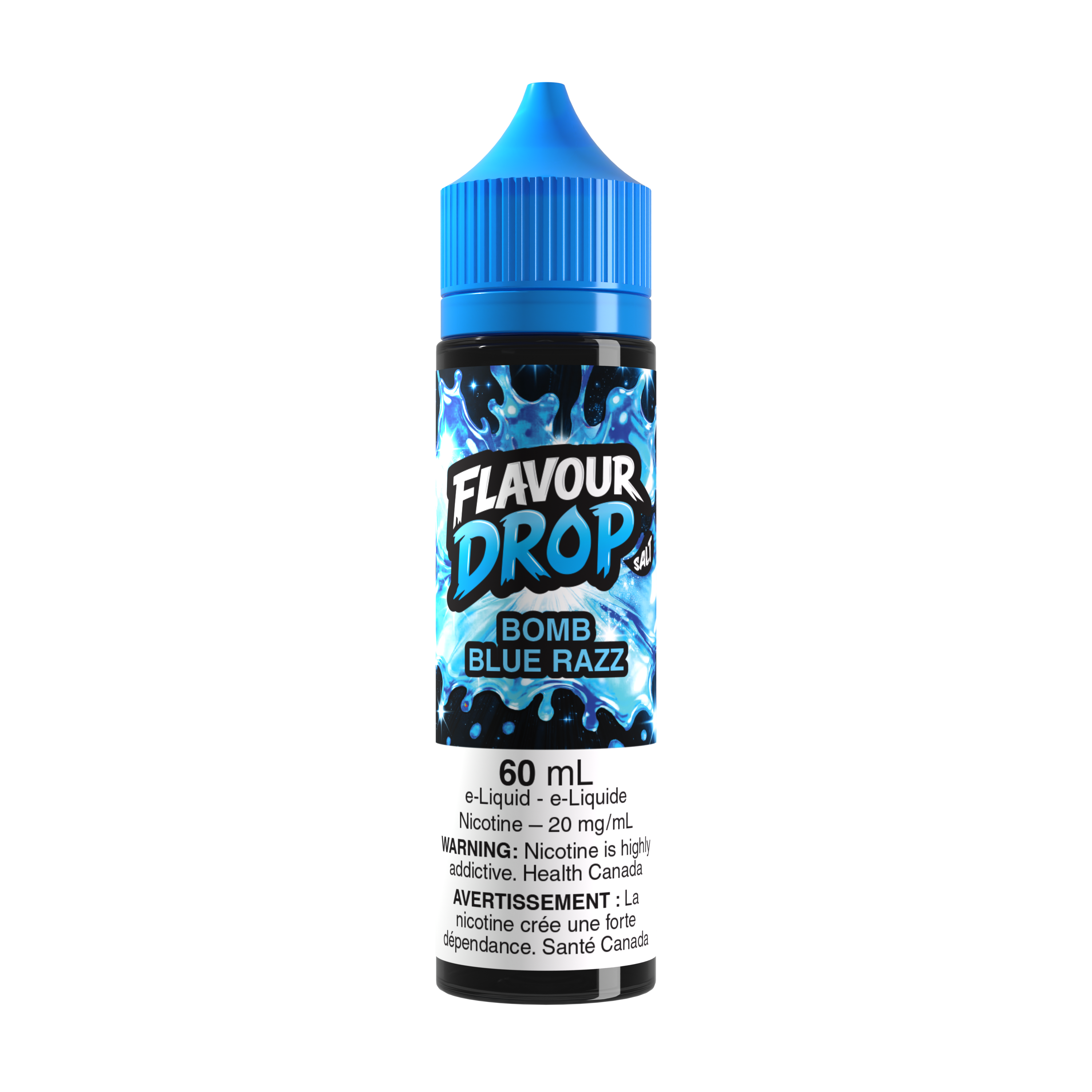 Flavour Drop Salt Bomb Blue Razz 60mL salt nicotine e-liquid bottle