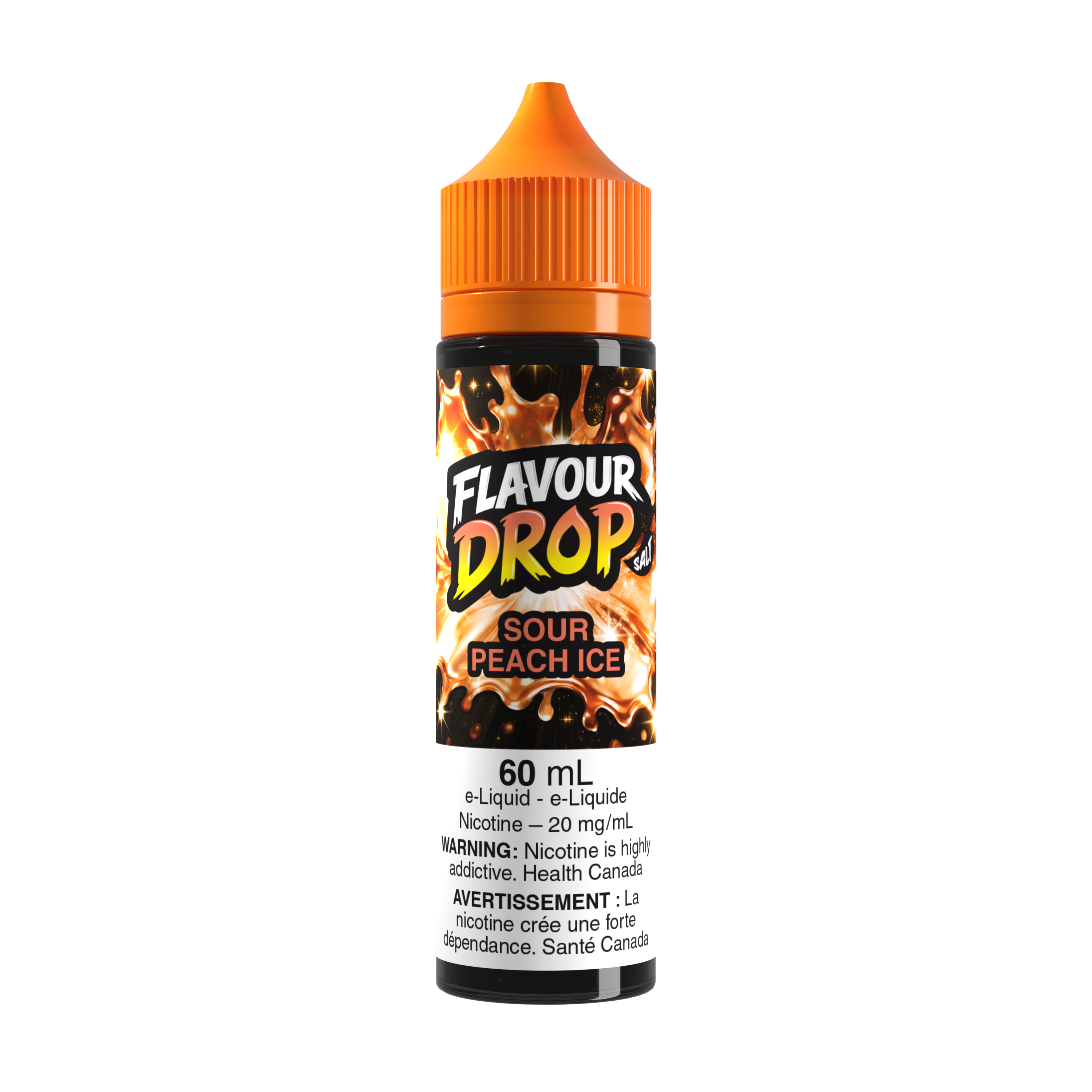Flavour Drop Salt Sour Peach Ice 60mL salt nicotine e-liquid bottle