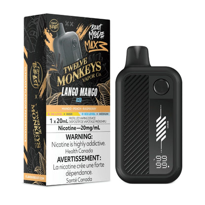 Flavour Beast x Twelve Monkeys Beast Mode Max 3 Lango Mango Iced disposable vape | Supa Vapes Canada