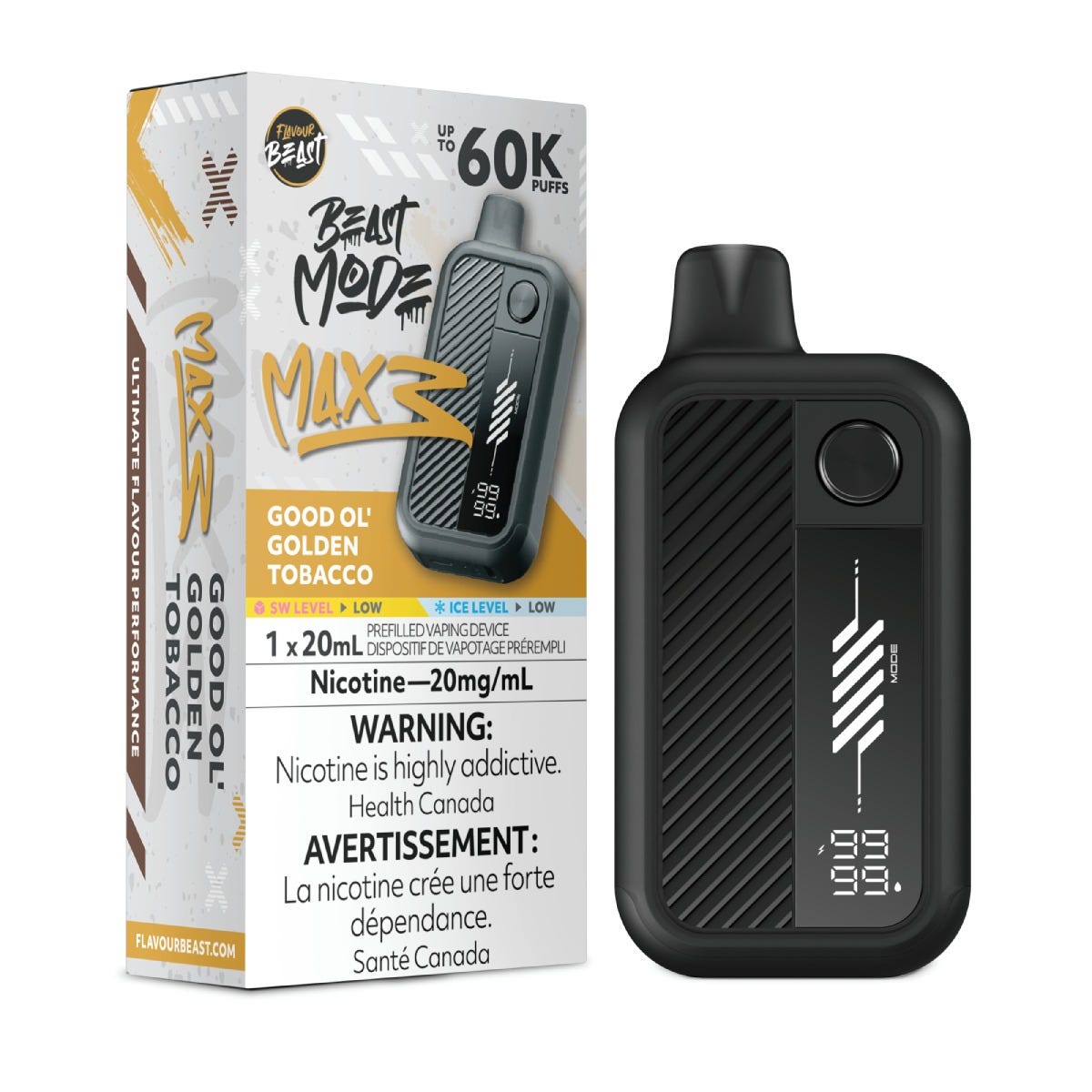 Flavour Beast Mode Max 3 Good Ol' Golden Tobacco Disposable Vape - Supa Vapes