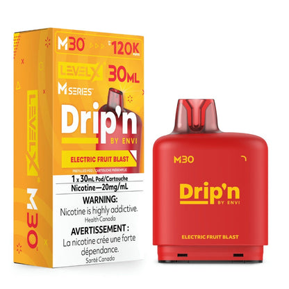 Level X Drip'n by Envi M30 pod in Electric Fruit Blast flavour, 30mL, 120K puffs | Supa Vapes Canada