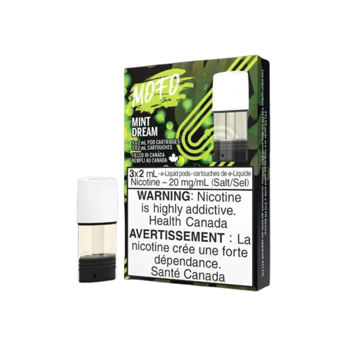 STLTH Pods by MOFO, Mint Dream flavour, 20mg salt nicotine, draw-activated and leak-resistant pod, delivering bold and smooth hits, perfect for Ontario and Quebec vapers.